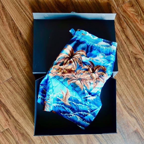 Dolce & Gabbana Mens Swim Trunks Hawaiian Shorts Size 50 Beach Box + Pouch - Picture 5 of 8